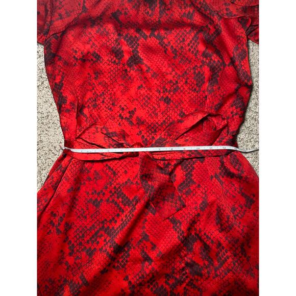 Ann Taylor - Red Snakeskin Ruffle Wrap Dress - XS - Picture 7 of 14